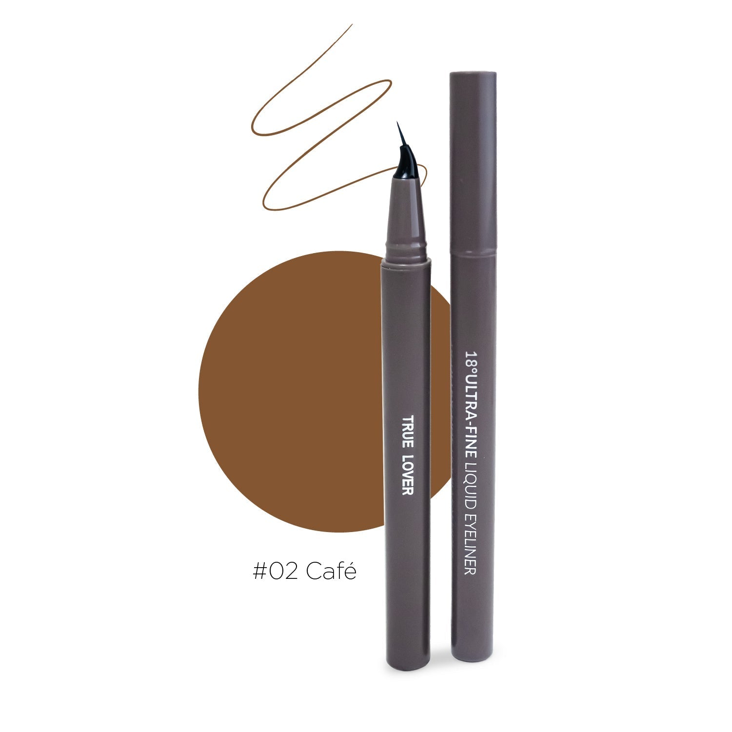DELINEADOR LÍQUIDO ULTRAFINO 18° - CAFÉ 02 - Delineador liquido