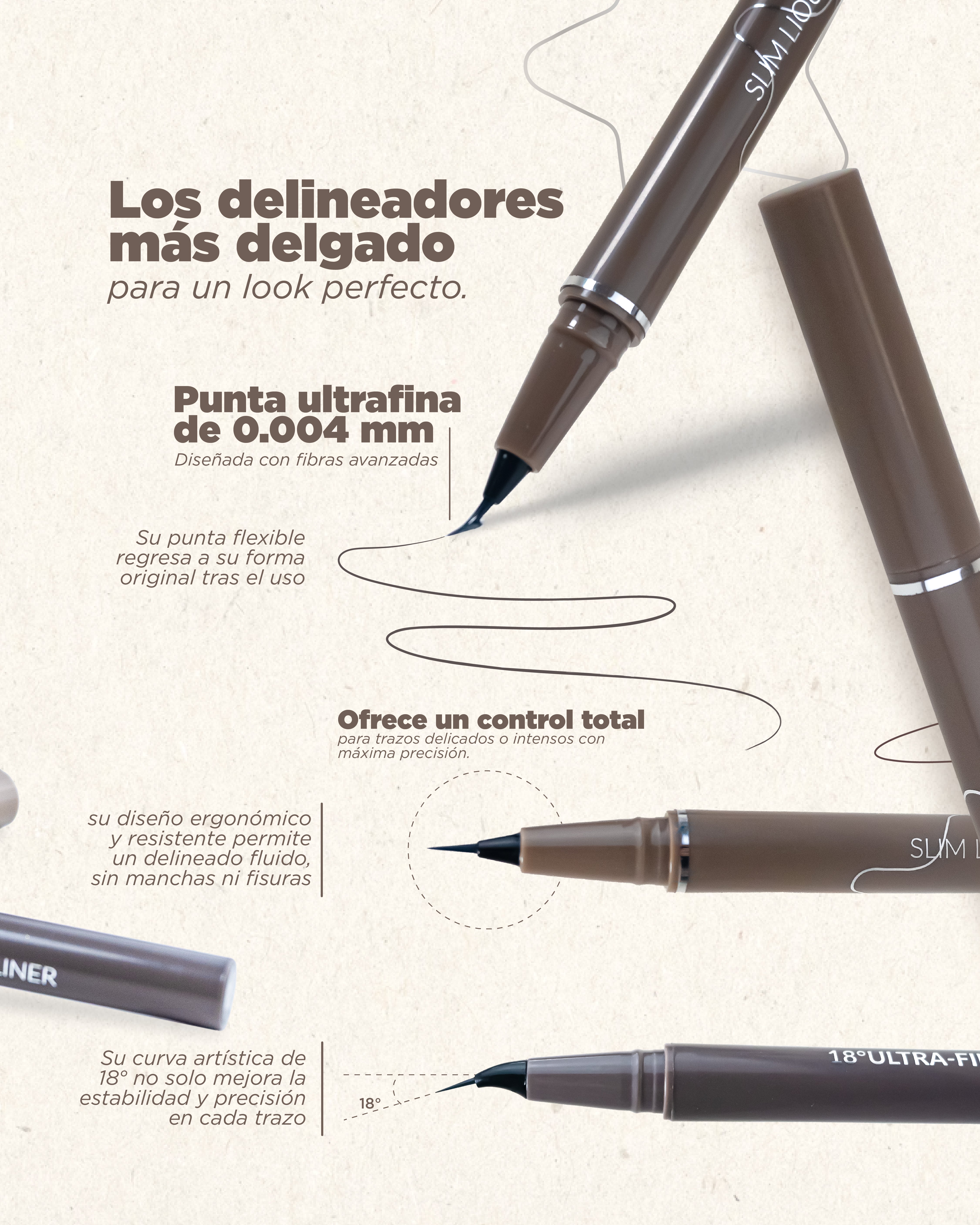 DELINEADOR LÍQUIDO ULTRAFINO 18° - Delineador liquido